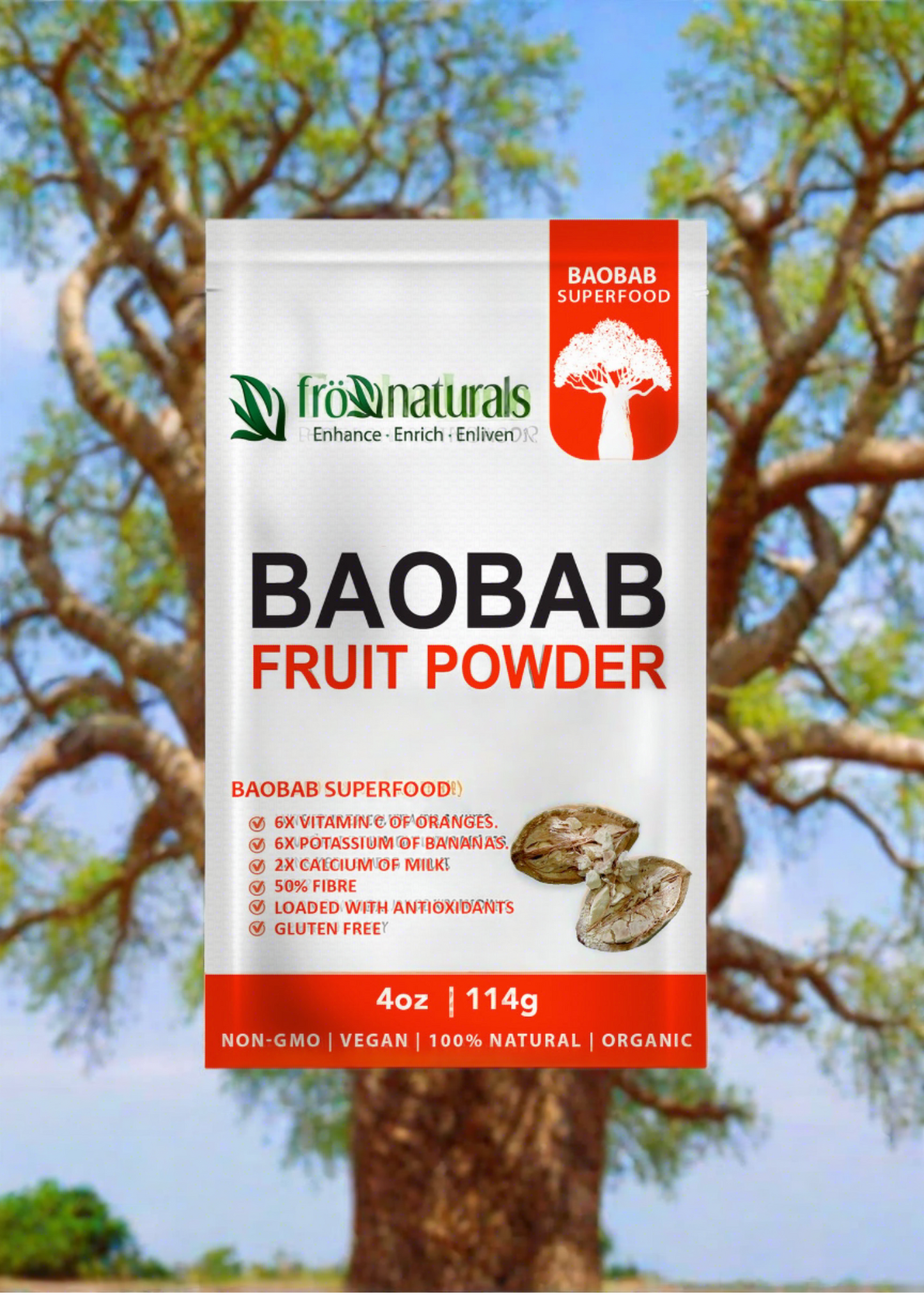 Superfood Baobab Fruit Powder 100% Pure - Gluten Free