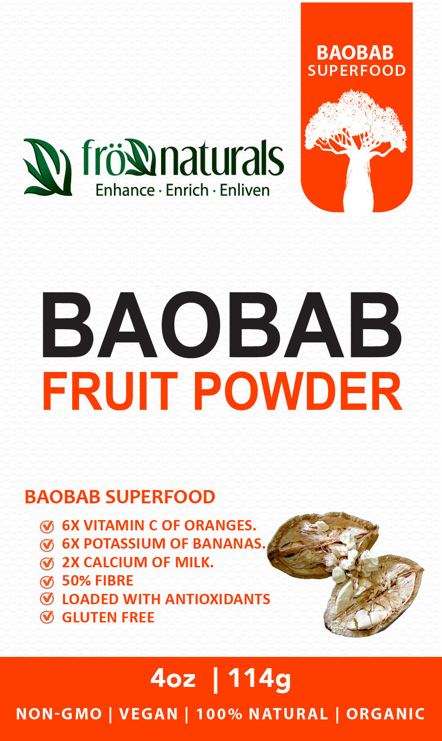 Superfood Baobab Fruit Powder 100% Pure - Gluten Free